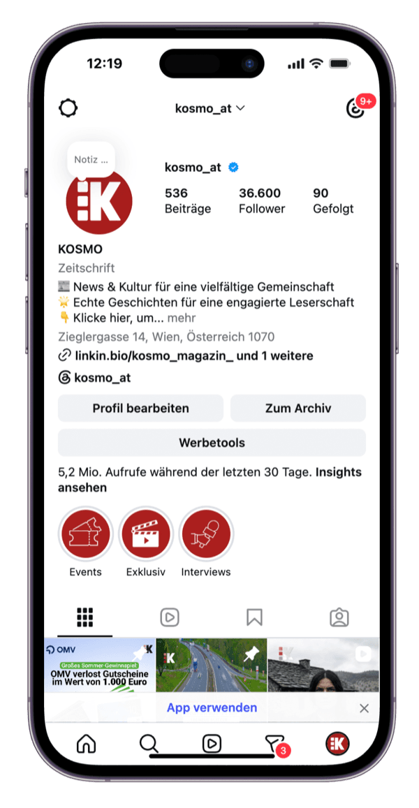 KOSMO auf Instagram